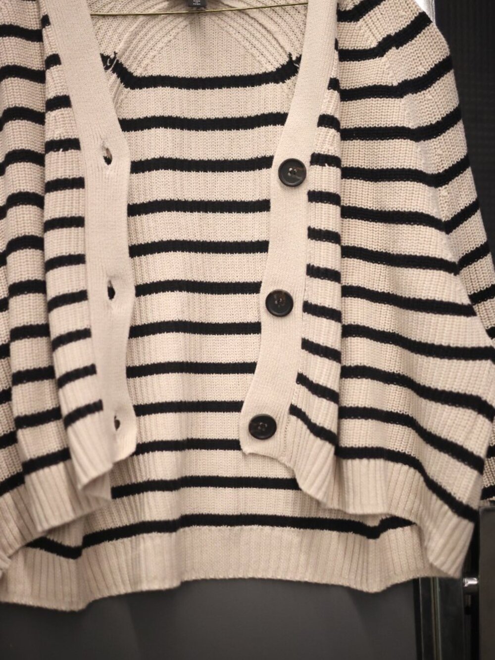 Cotton Ribbed Stripe "Whistles" brand of cotton cardigan